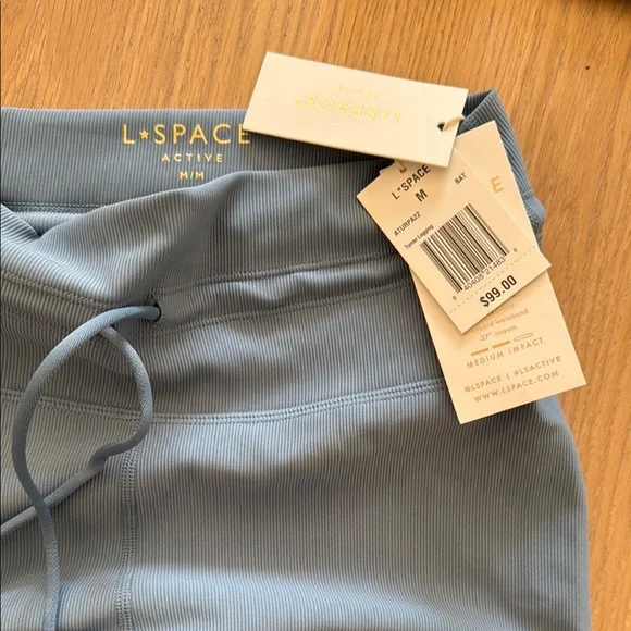 l*space Slate Blue Ruched Active Crop Top & High-Waist Bottoms - Picture 4 of 5